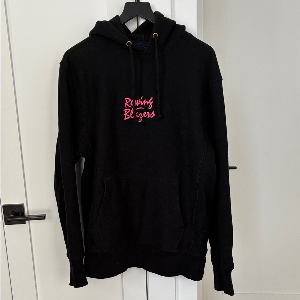 ROWING BLAZERS Black Hoodie with Pink Logo